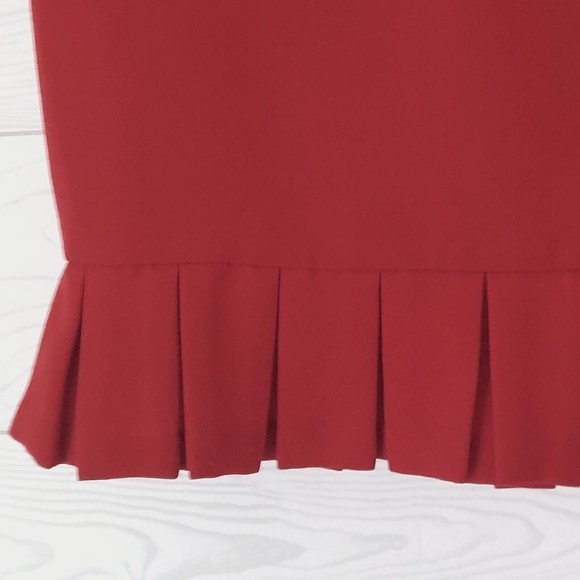 Liz Claiborne Skirt Red Pencil Petite 6P Pleated Hem - Picture 6 of 7